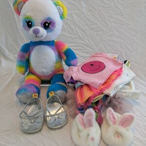 Build-A-Bear Rainbow Plush Panda Bear Bundle